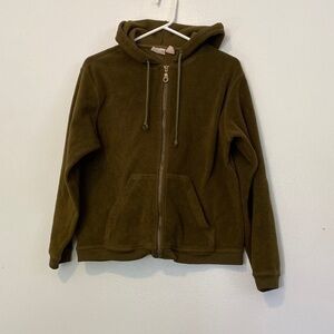 Crossroads green hooded pocket full zip up jacket lg